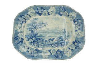 An early-to-mid 19th Century John Rogers & Son Views series "Lancaster" pattern blue-and-white