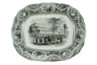 A Victorian Pinder, Bourne & Hope "Crystal Palace" transfer-printed earthenware ashet, 37.5 cm x