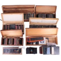 Approximately 500 glass magic lantern slides / photographic glass slides relating to a plethora of