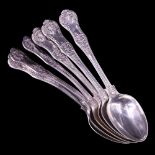 A set of six Victorian Queen's Pattern silver tea spoons, Chawner & Co (George William Adams),