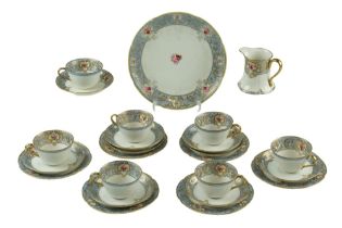 A Noritake floral-enamelled and raised-gilt decorated tea set