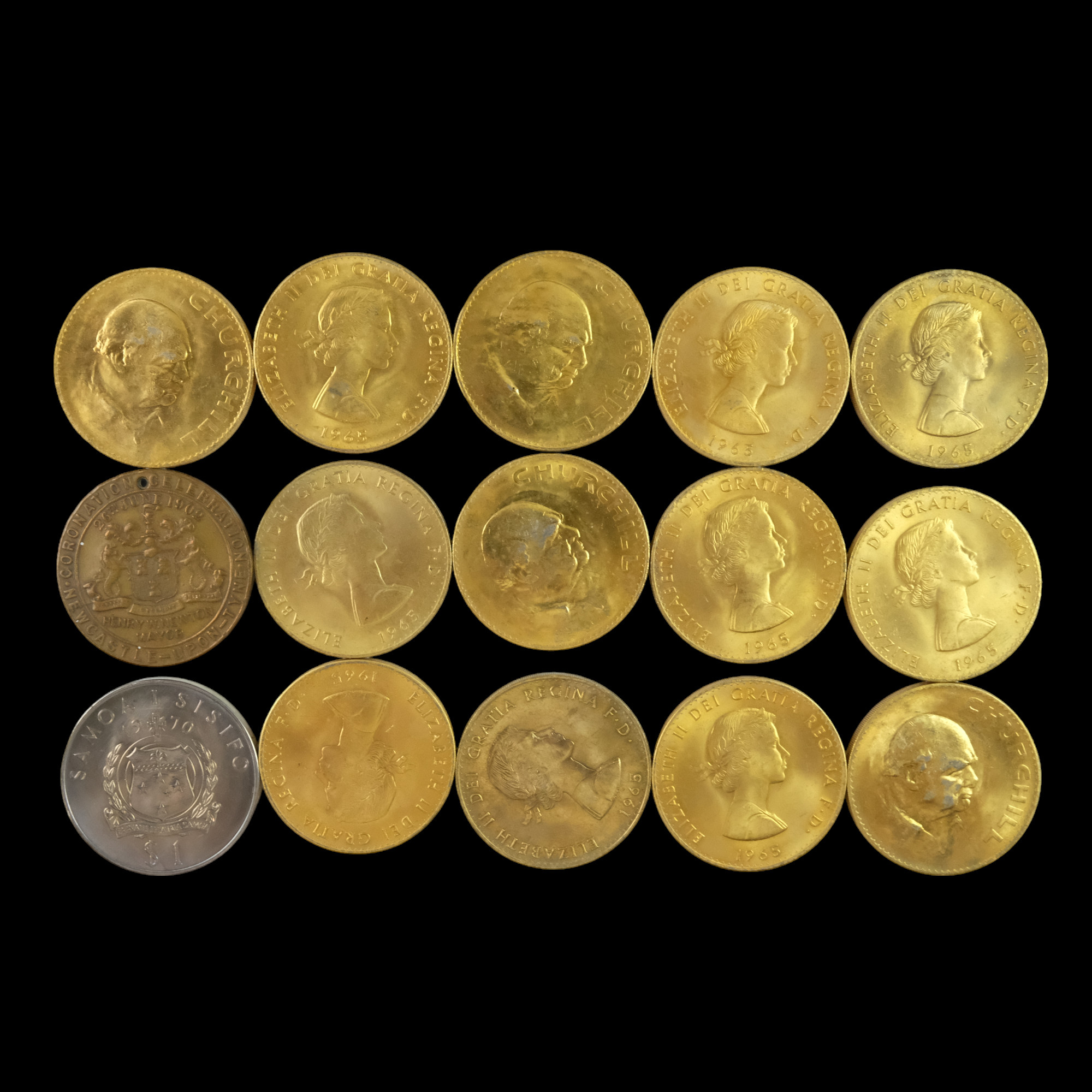 The Emblem Series Decimals of Elizabeth II gold-plated and enamelled coins together with a group - Image 2 of 12
