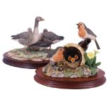 A boxed Border Fine Arts "Joys of Spring" figurine together with Greylag Geese, latter 17 cm