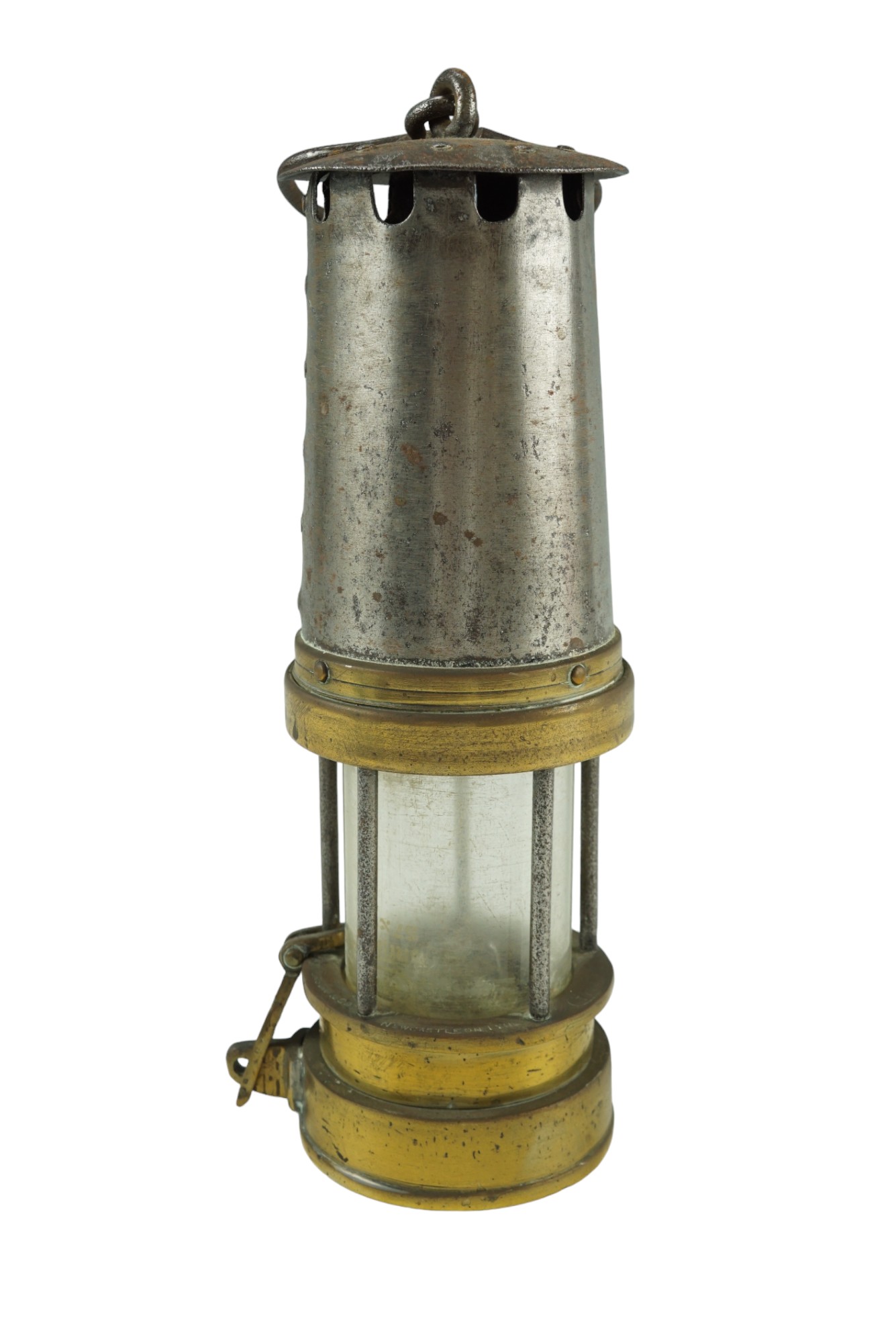 An early 20th Century "Type A1" brass and steel miners lamp by Patterson & Co of Newcastle Upon