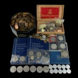A large group of Victorian and later GB coins, world coins and commemoratives together with