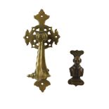 A Victorian Gothic Revival brass door knocker together with a William Shakespeare knocker, former 24