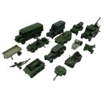 A group of Dinky Supertoys military diecast vehicles including a Medium Artillery Tractor (689),