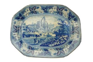 A Victorian British Scenery series blue-and-white transfer-printed earthenware ashet, 40 cm x 53 cm