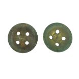 A Second World War British military escape and evasion concealable two-piece brass button magnetic