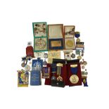 A collection of vintage boxing medals, medallions and badges including three silver Scottish Amateur