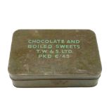 A 1945 British Army Chocolate and Boiled Sweets ration tin