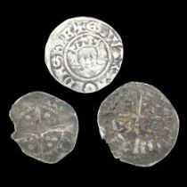 An Edward I silver coin together with two other similar coins