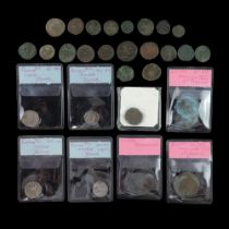 A collection of Classical / ancient coins including Roman, Egyptian and Greek