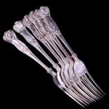 A Set of six George VI King's Pattern silver dessert forks, Henry Birks & Sons Ltd, Sheffield, 1941,