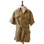 An inter-War / Second World War British army officer's khaki drill bush shirt, having a quilted