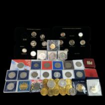 The Emblem Series Decimals of Elizabeth II gold-plated and enamelled coins together with a group