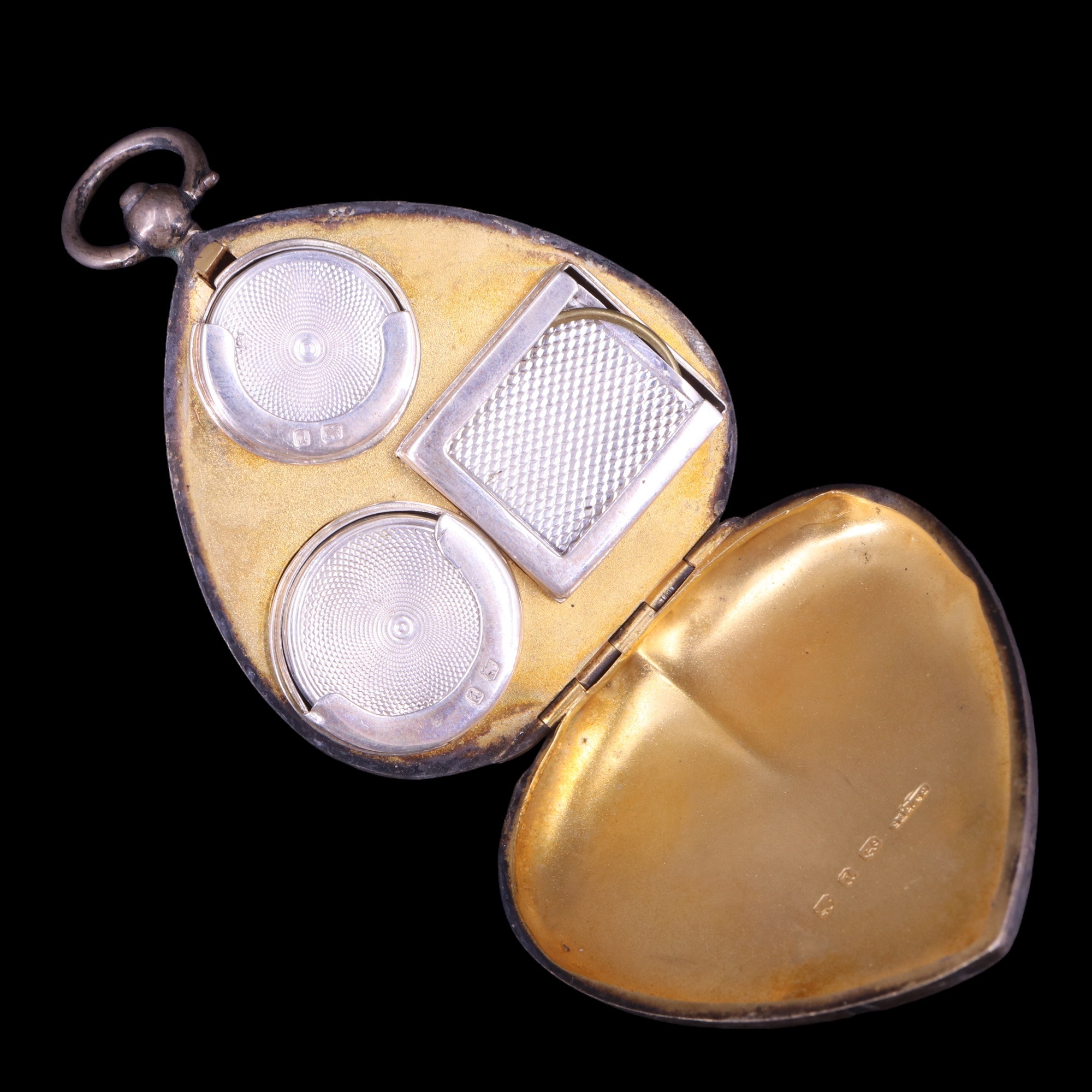 A late Victorian silver heart-shaped sovereign and stamp purse, foliate scroll engraved and faced by - Image 3 of 5