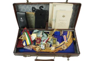 A group of Masonic jewels and regalia