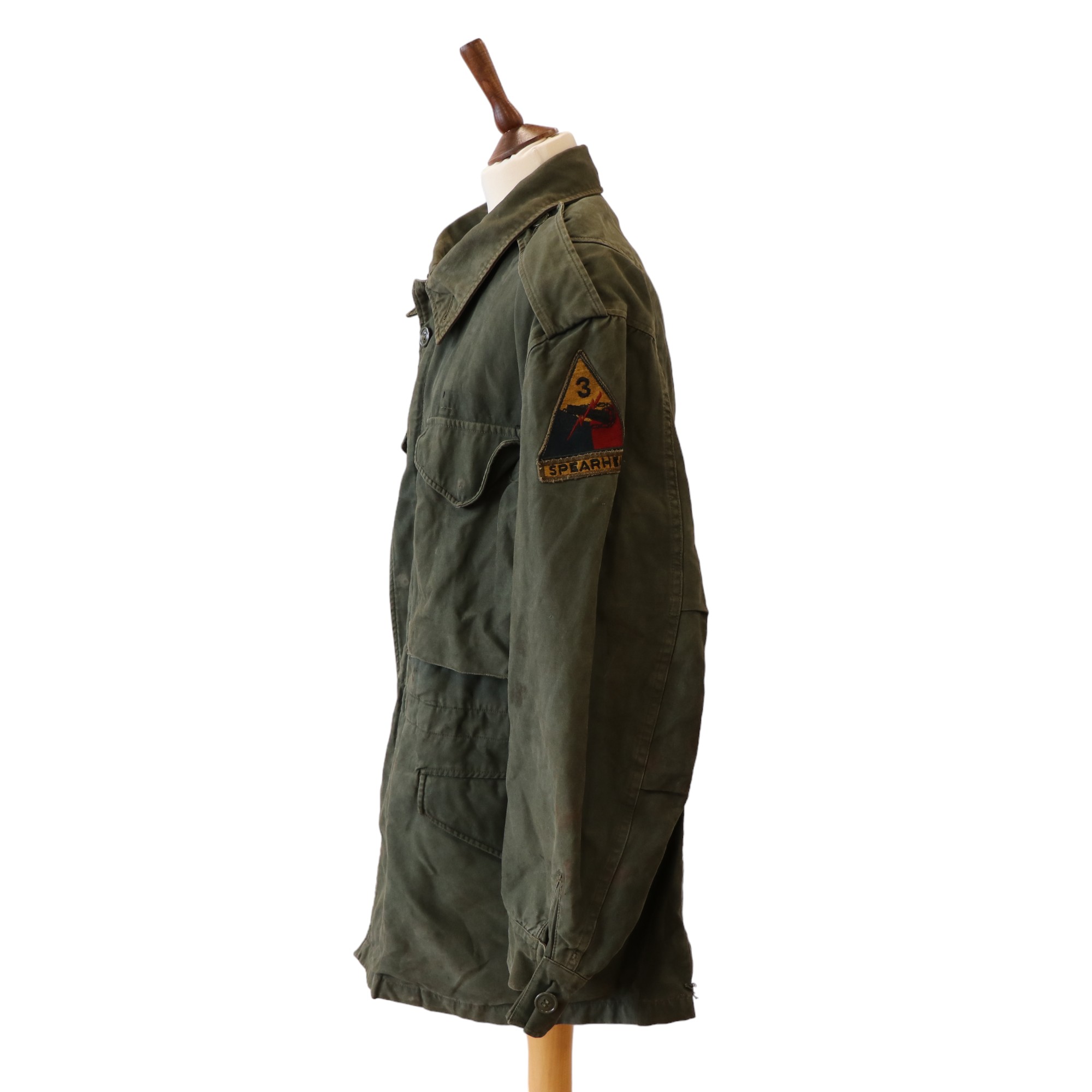 A Vietnam War period US Army Wind-Resistant Sateen Cotton Coat, bearing 3rd Armoured Division - Image 2 of 6