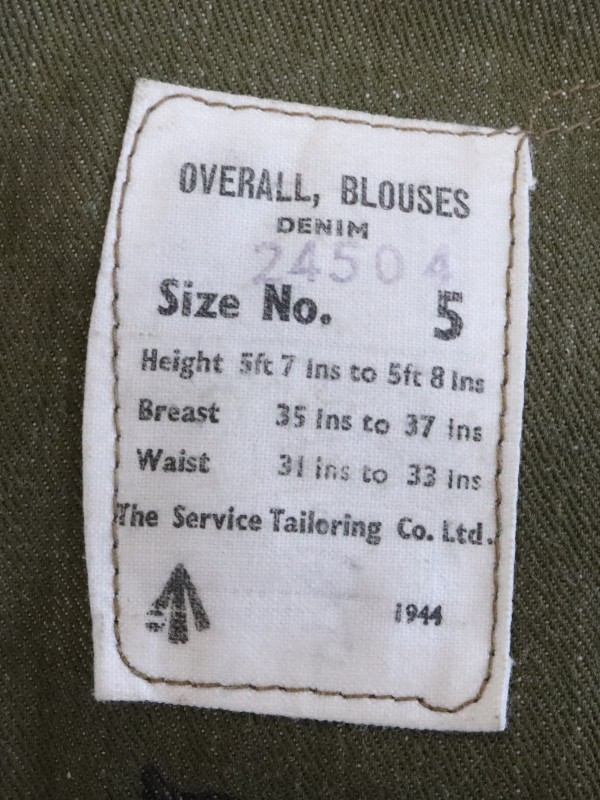 A 1944 labelled Denim Overall [ Battledress ] Blouse - Image 5 of 6