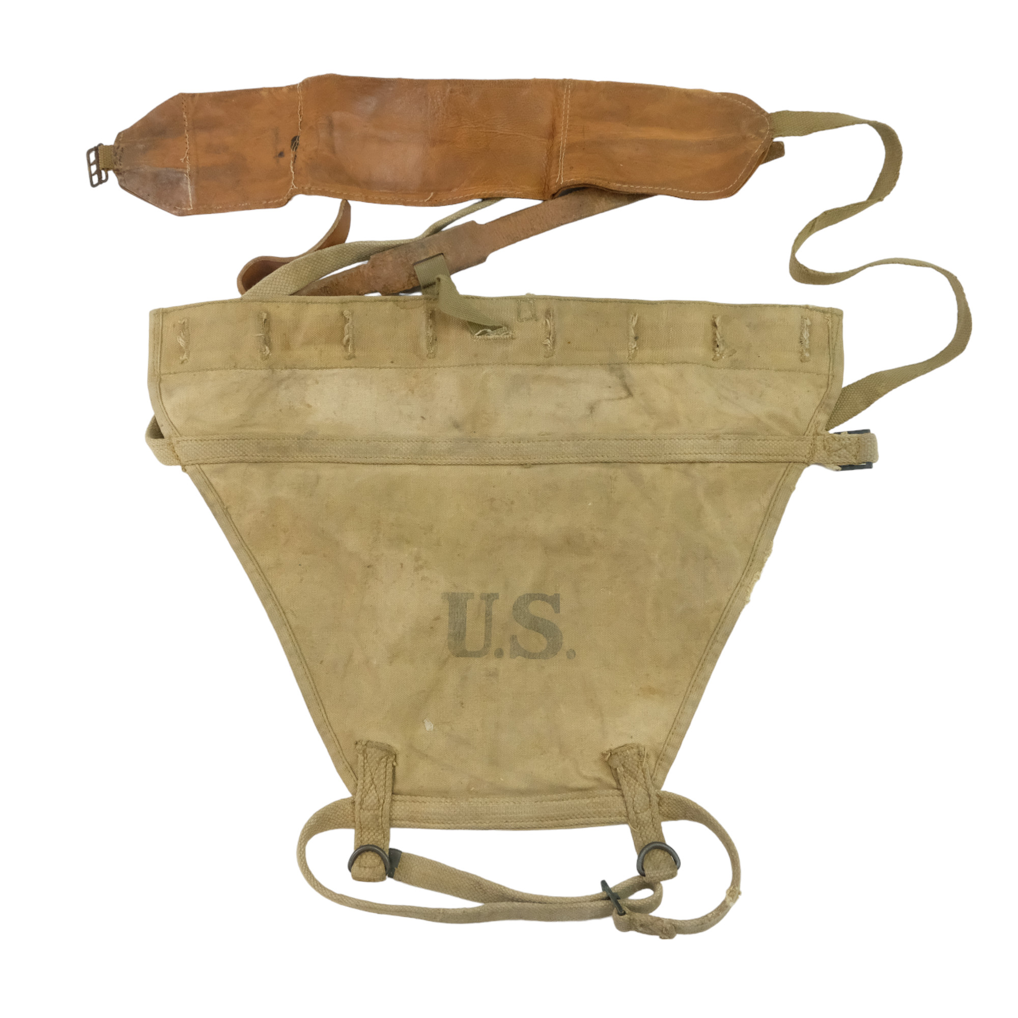 A Great War US Army money belt together with a Model 1910 pack Carrier
