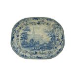 A Victorian Antique Scenery series "Cathedral Church of Glasgow" pattern blue-and-white transfer-