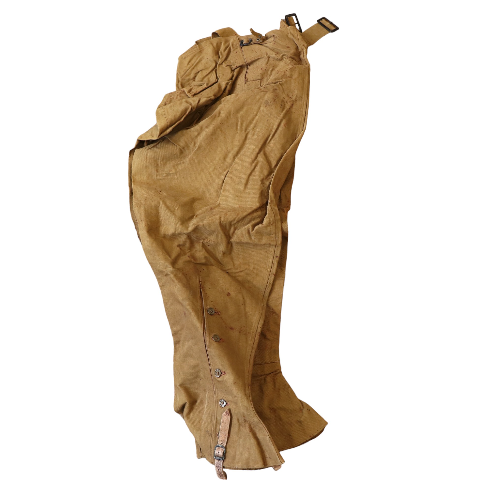 A set of Second World War British army motorcyclist's rubberproofed trousers - Image 2 of 3