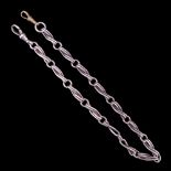 A Victorian silver fancy "infinity" link watch chain, 32 cm, 24 g