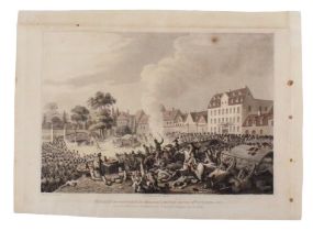 "Pursuit of the French through Leipzic [sic] on the 19th October 1813. With a view of the entrance