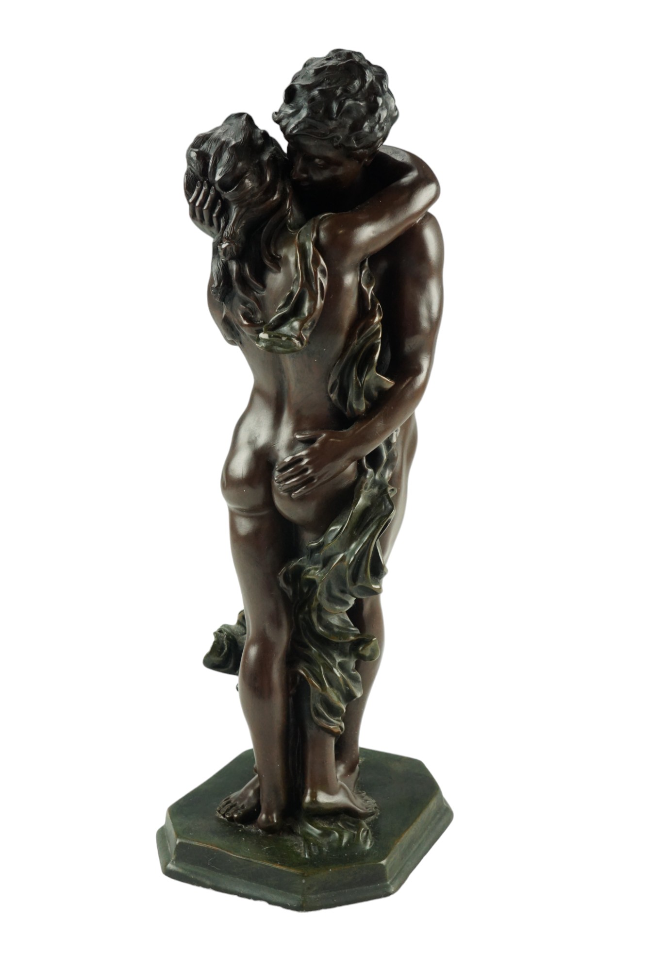 A cold cast bronze sculpture of embracing lovers , 36.5 cm - Image 2 of 3