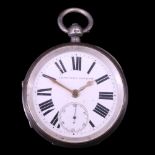 A Victorian silver "Improved Patent" key-wound pocket watch by Fehrenbach & Son of Upton, having