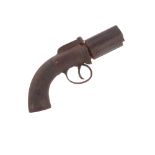 A Victorian bar-hammer percussion pepperbox revolver, (a/f)