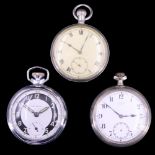 Three early-to-mid 20th Century pocket watches, (a/f)