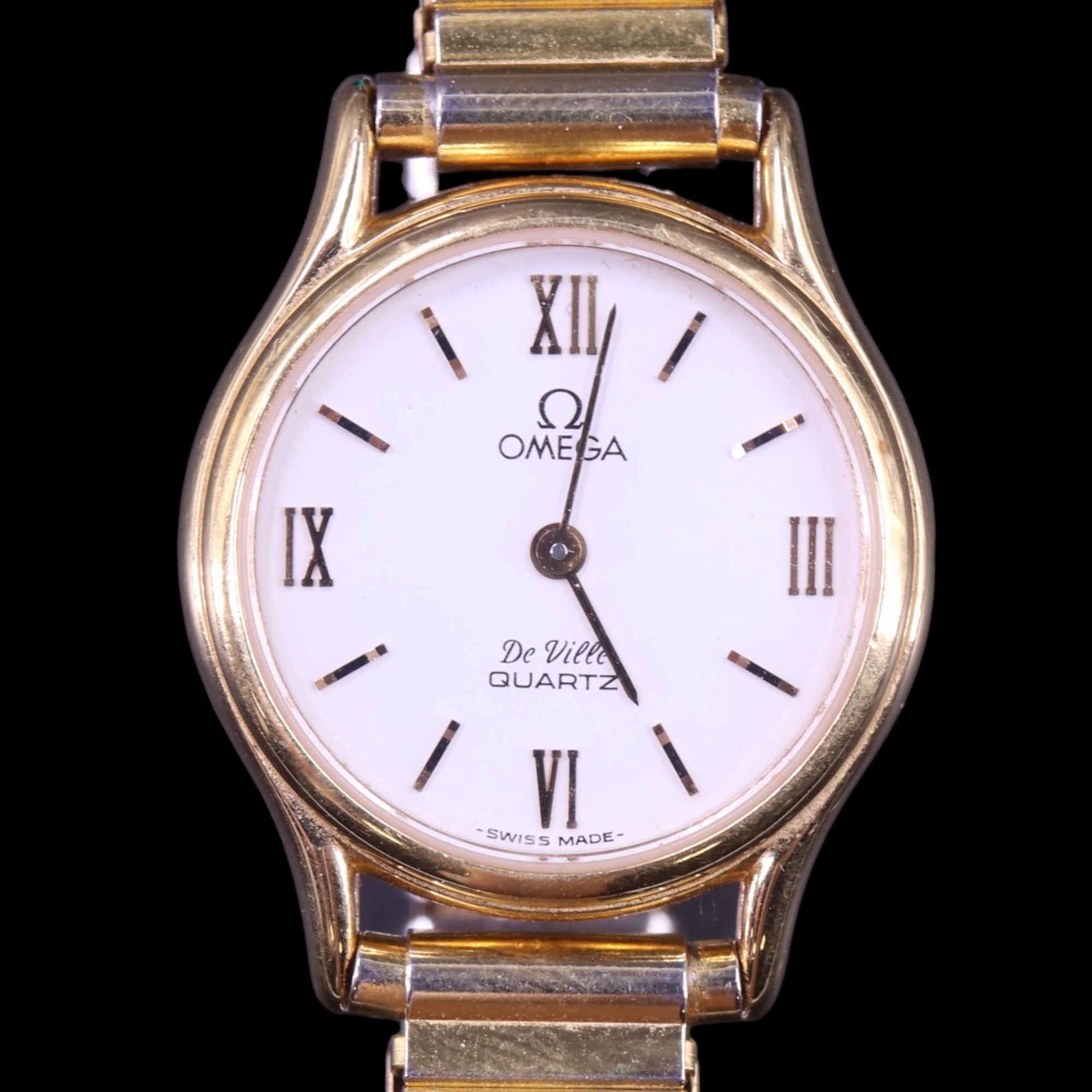 An early 1980s lady's Omega De Ville gold plated quartz wristwatch 25 mm