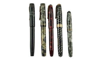Three vintage Conway Stewart fountain pens including a 60, a 14 and a "Queen of the South"