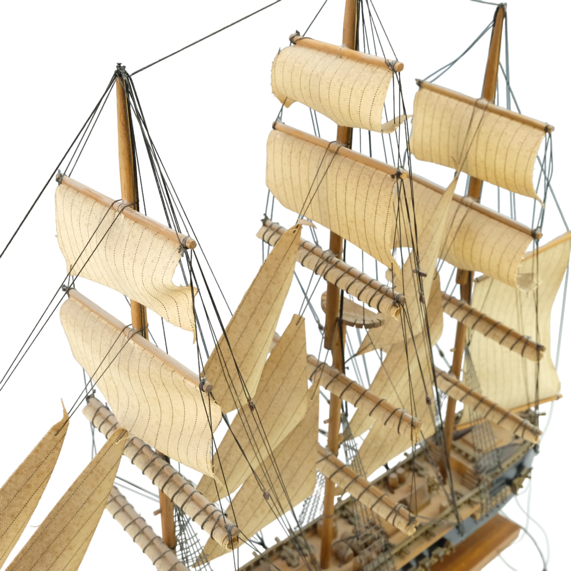 A wooden model ship, being a 38 Gun Frigate, circa 1812, 77 cm x 62 cm high - Image 6 of 7