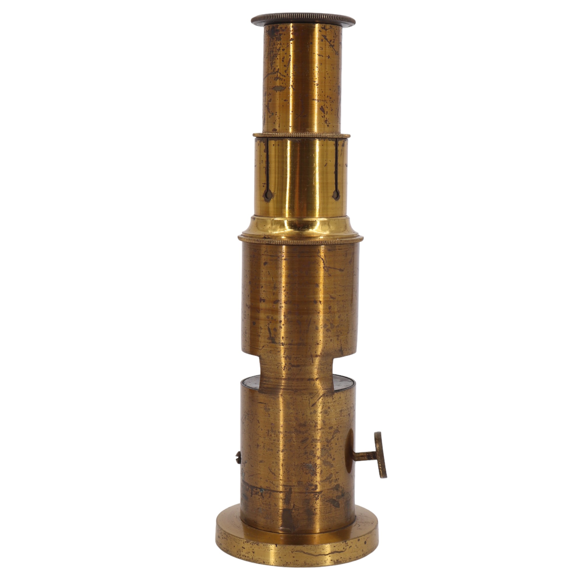 A Victorian student's brass drum microscope, 15 cm, in associated mahogany case - Image 4 of 5