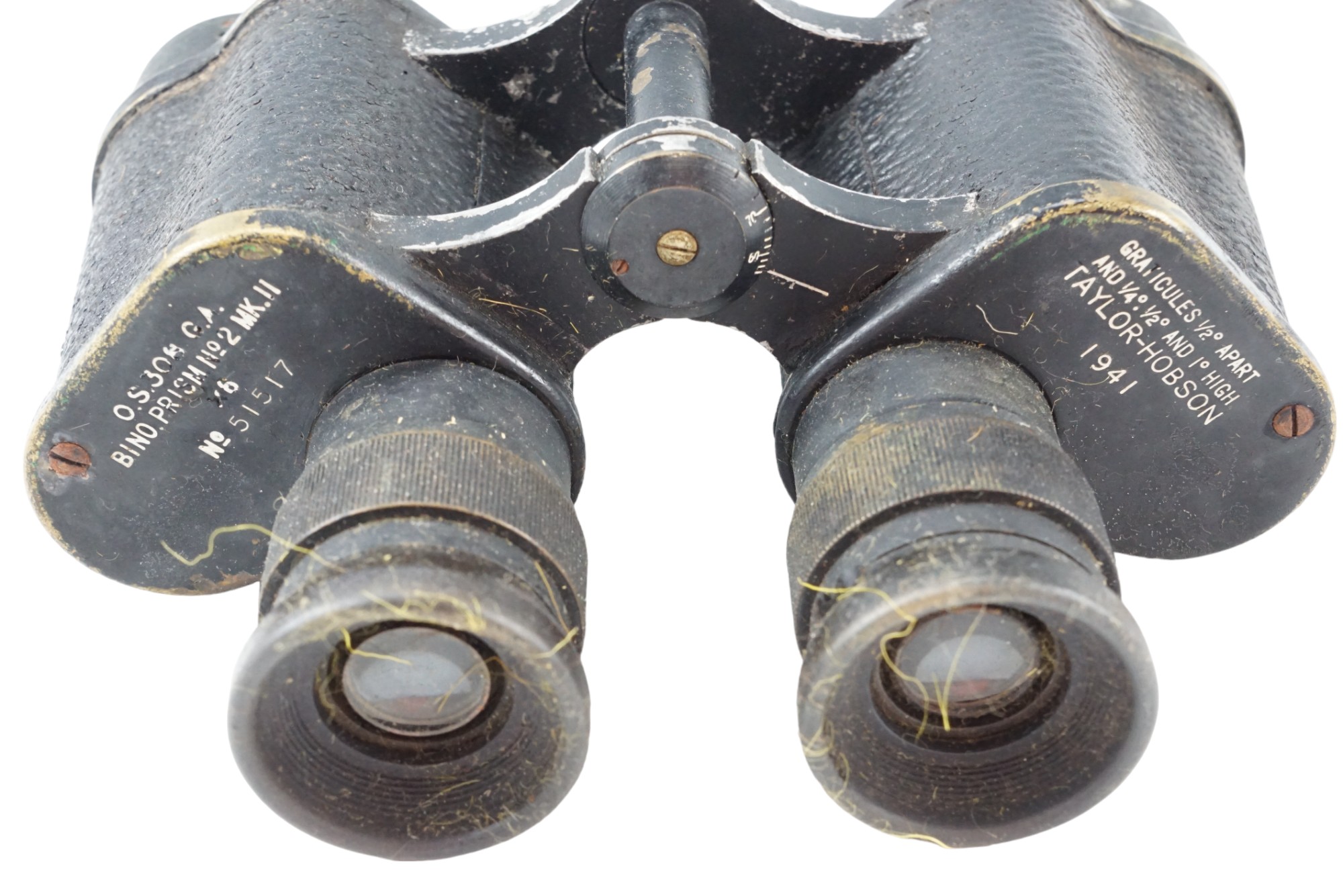 A pair of Second World War British Army Taylor-Hobson No2 Mk II binoculars in a 1937 pattern webbing - Image 2 of 3