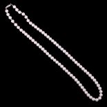 A Ciro single strand pearl necklace, its barrel clasp stamped Platinum, 5 mm, 38 cm