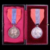 A cased George V Faithful Service Medal to Ernest George Gibbons, together with a George VI award to