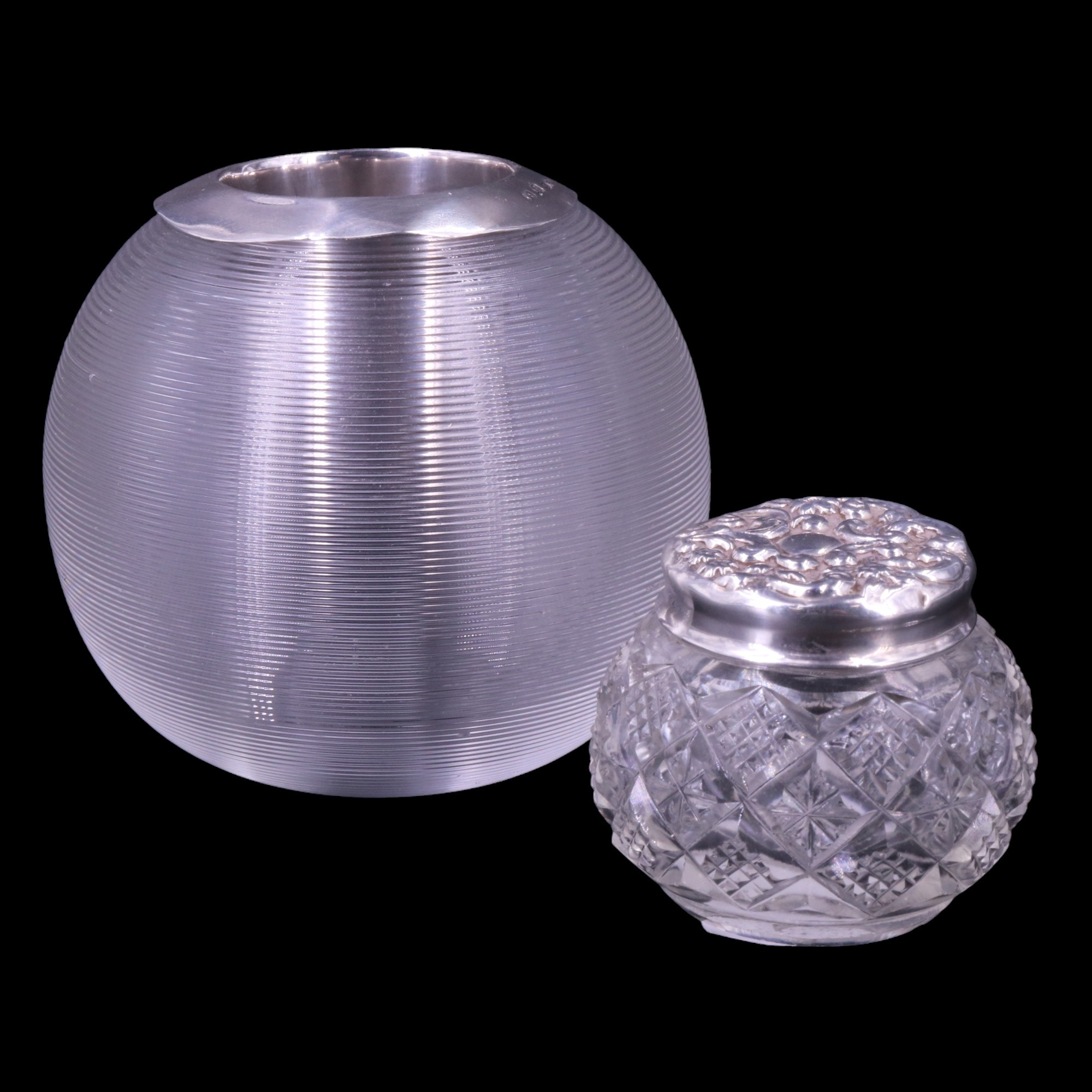 A late Victorian silver-collared glass match pot, Cornelius Desormeaux Saunders & James Francis