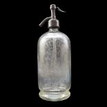 A W Hindson Eagle Works of Appleby etched glass soda syphon, second quarter 20th Century