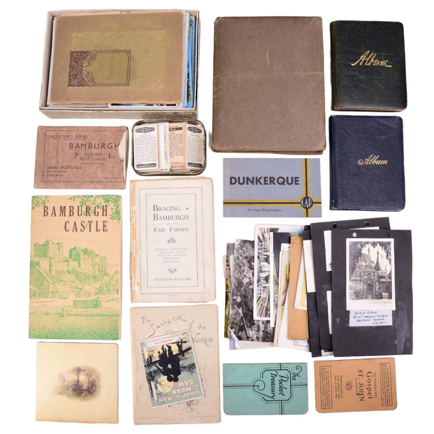 A group of early 20th Century and later postcards together with two ...