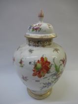 Large late 19th / early 20th Century Dresden floral decorated baluster form vase and cover, 39cm