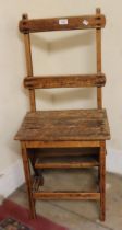 19th Century pine metamorphic library step / chair Very wobbly with lots of nasty repairs