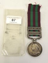 Victorian Queens India medal with Tirah 1897 / 98 bar and Punjab Frontier bar to 3809 Private G?