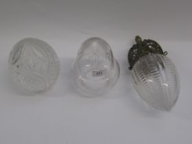 Group of three Edwardian cut glass lamp shades
