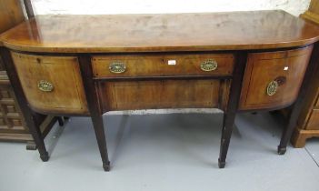 George III mahogany and line inlaid sideboard, the semi bow front top above two central drawers