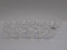 Set of eleven Waterford cut glass sherry glasses