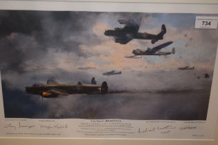 Group of six signed RAF aviation prints including Michael Turner, Robert Taylor and Barry Weekley